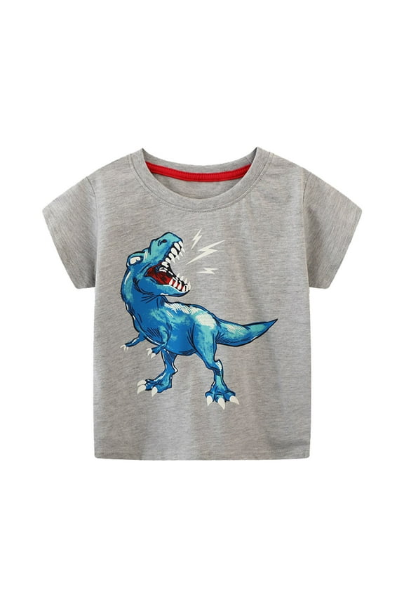Toddler Boys Soft Tee Shirt Roaring Dinosaur Graphic Short Sleeve Crew Neck T Shirt Sporty for Kids Tee Top