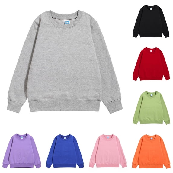 Byoo Toddler Boys Solid Sweatshirt Crewneck Long Sleeve Sweatshirts Casual Daily Pullover Top,Grey
