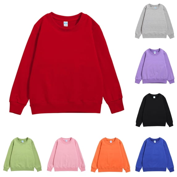 Byoo Toddler Boys Solid Sweatshirt Crewneck Long Sleeve Sweatshirts Casual Daily Pullover Top,RD1