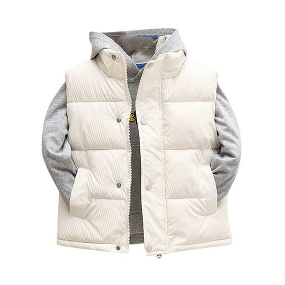 Byoo Toddler Boys Solid Vest Padded Stand Collar Thickened Sleeveless Puffer Jacket Winter Warm Down Jacket for Kids