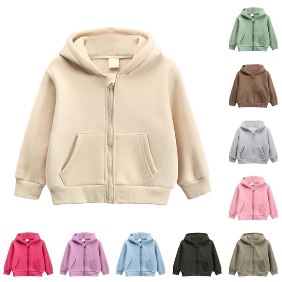 Byoo Toddler Boys Solid Zip Up Hoodie Long Sleeve Casual Hooded Sweatshirt With Pocket Daily Wear Hoody Sweatshirts,Beige