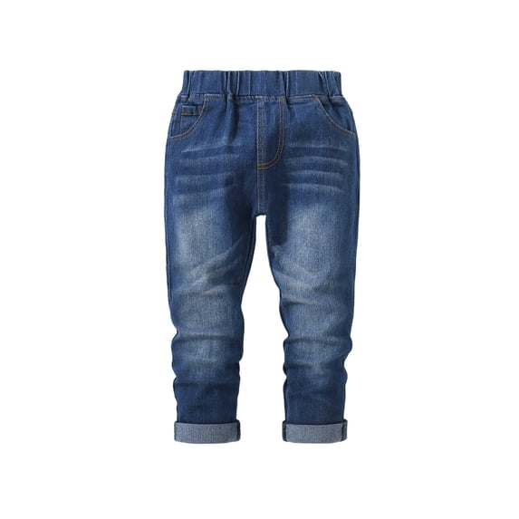 Byoo Toddler Boys Stretchy Jeans Elastic Waist Rolled Casual Everyday Denim Pants