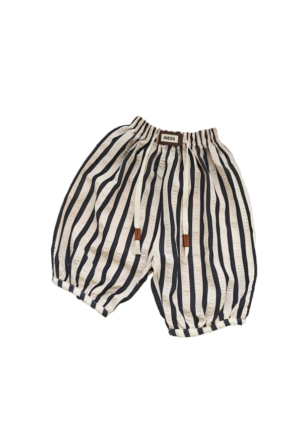 Toddler Boys Striped Printed Jogger Pants Basic Baggy Elastic Waist Wide Leg Soft Daily Children Trousers
