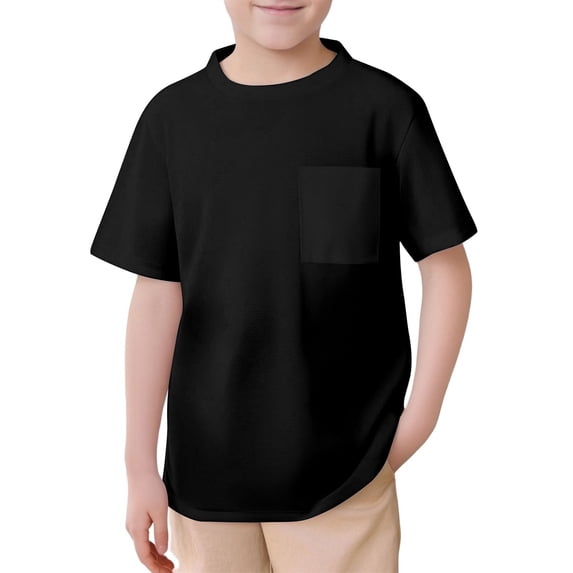 Byoo Toddler Boys Summer Basic Tee Shirt Crew Neck Solid Color Pocket Casual Short Sleeve Tops