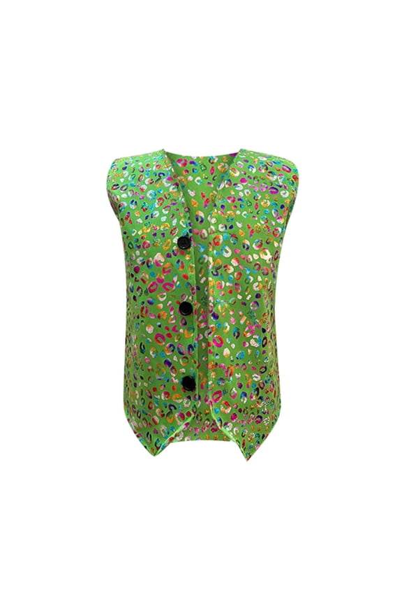 Toddler Boys Summer Colorful Waistcoat Leopard Pattern Sleeveless Button Casual Vests Jacket