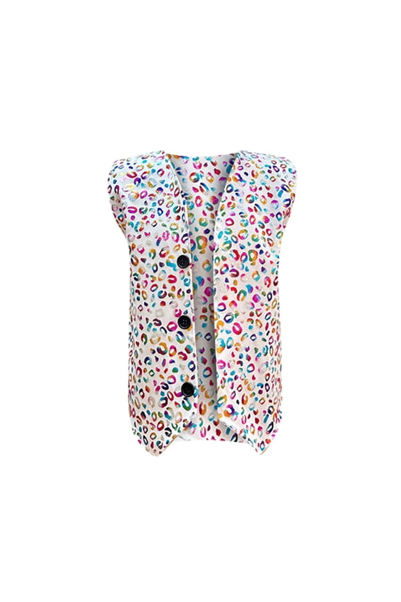 Toddler Boys Summer Colorful Waistcoat Leopard Pattern Sleeveless Button Casual Vests Jacket