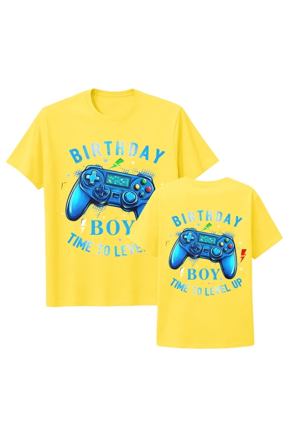 Toddler Boys Summer Cool Tee Shirt Game Controller Graphic Birthday Double Sided Casual Short Sleeve Tops