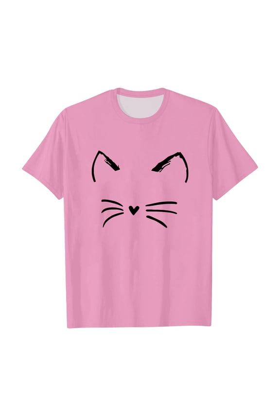 Toddler Boys Summer Minimal Cat Outline T-Shirt Short Sleeve Crew Neck Basic Play T Shirt