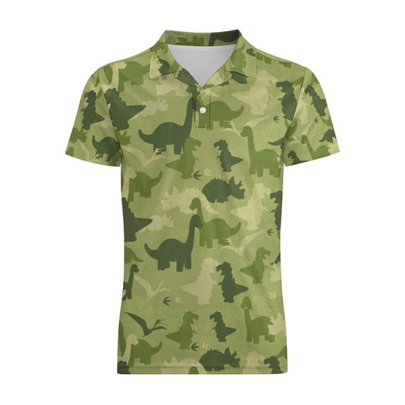 Byoo Toddler Boys Summer Polo Shirt Camo Dinosaur All Over Print Golf Shirt Casual Short Sleeve Tee Tops