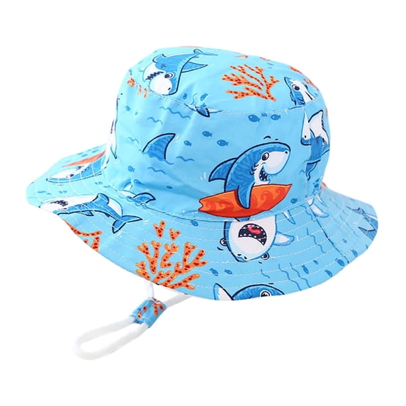 Byoo Toddler Boys Surf Shark Printed Bucket Hat Wide Brim Design Seaside Swimming Outdoor Bucket Hats