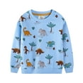 thumbnail image 1 of Byoo Toddler Boys Sweatshirts Cute Funny Cartoon Dinosaur Print Crewneck Pullover Top Kids Comfortable School Sweatshirt，Light Blue, 1 of 3