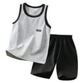 thumbnail image 1 of Byoo Toddler Boys Sweatsuit Sets Color Block Tank Top Shorts Casual Summer Outfit Set, 1 of 4