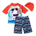 thumbnail image 1 of Byoo Toddler Boys Swim Set UPF 50 Plus Quick Dry 3 Piece Shark Print with Cap Rash Guard Swimwear,Blue, 1 of 8