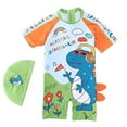 thumbnail image 1 of Byoo Toddler Boys UPF 50 Crab Print One Piece Swimsuit with Swim Cap Quick Dry Beach Swimwear,Green, 1 of 3