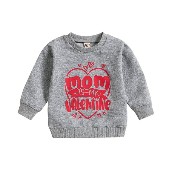 Byoo Toddler Boys Valentine's Day Sweatshirt Letter Print Crew Neck Full Sleeve Tops Kids Loose Fit Pullover Shirt