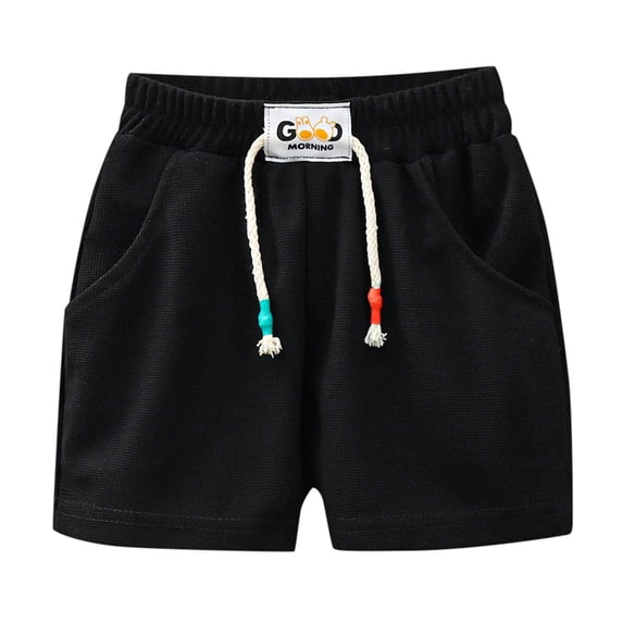 Byoo Toddler Boys Waffle Knit Shorts Casual Solid Elastic Waist Drawstring Pockets School Daily Trunks