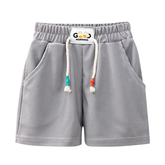 Byoo Toddler Boys Waffle Knit Shorts Casual Solid Elastic Waist Drawstring Pockets School Daily Trunks