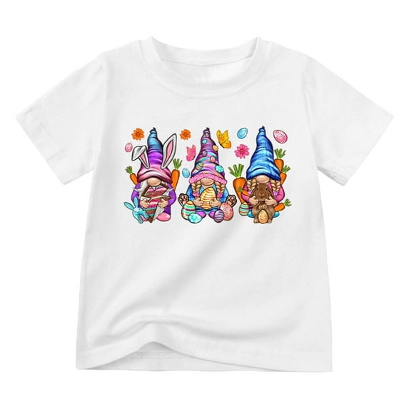 Byoo Toddler Girl Basic T-Shirt Easter Cartoon Character Print Short ...