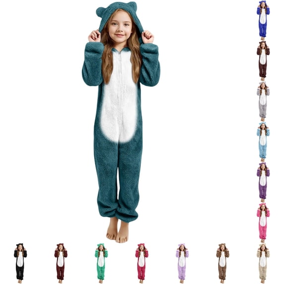 Byoo Toddler Girl Bear Onesie Pajamas Fuzzy Sherpa Hooded Bear Ears Zip Up Jumpsuit Halloween Sleepwear