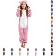 thumbnail image 1 of Byoo Toddler Girl Bear Onesie Pajamas Fuzzy Sherpa Hooded Bear Ears Zip Up Jumpsuit Halloween Sleepwear, 1 of 6