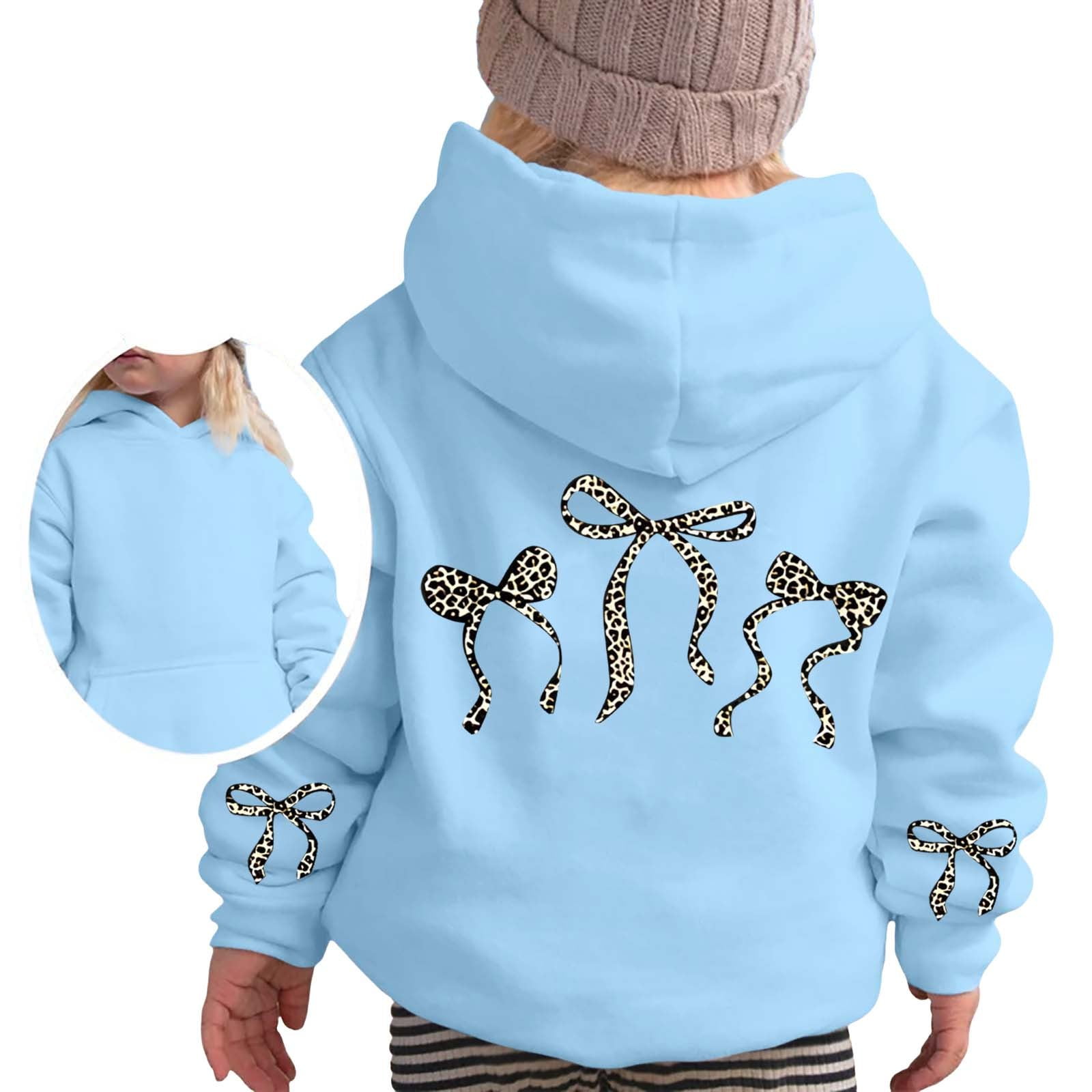 Byoo Toddler Girl Cute Bow Printed Hoodie Sweatshirt Long Sleeve ...
