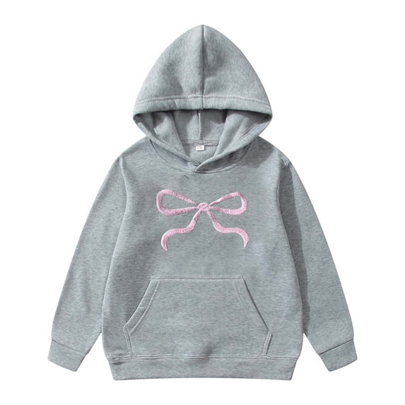 Byoo Toddler Girl Graphic Sweatshirt Bow Print Full-Sleeve Pocket Oversize Pullover Clothes Soft Active Sweatshirts,3-4T