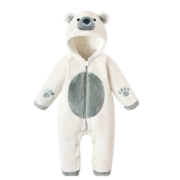 Byoo Toddler Girl Polar Bear Hooded Fleece Romper Cute Animal Role Play Dress Up Infant Zipper Jumpsuit