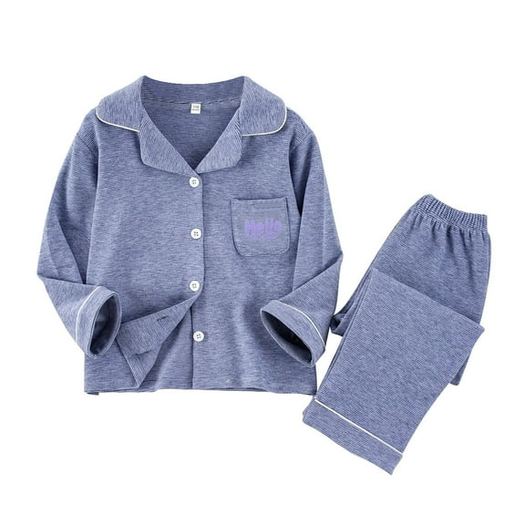 Byoo Toddler Girl Solid Homewear Outfits Set Button Down Lapel Collar Long Sleeve Shirt Pants Kids Clothes Set Soft Nightwear Set