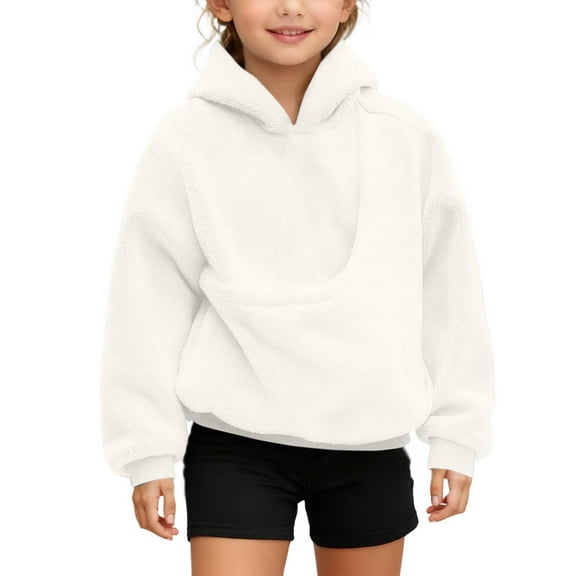 Byoo Toddler Girl Solid Hoodie Puppies Cats Shoulder Straps Pockets Long Sleeve Hooded Sweatshirts Soft Casual Top