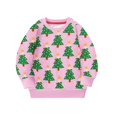 thumbnail image 1 of Byoo Toddler Girl's All Over Tree Print Sweatshirt Crew Neck Long Sleeve Sweatshirts Holiday Pullover Sweatshirt,Pink, 1 of 8