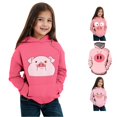 thumbnail image 1 of Byoo Toddler Girl's Cartoon Pig Print Hoodie Long Sleeve Casual Hooded Sweatshirt Soft Cute Hoody Top,Hot Pink, 1 of 5