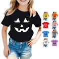 thumbnail image 1 of Byoo Toddler Girl's Fun T‑Shirt Halloween Pumpkin Jack‑O‑Lantern Graphic Short‑Sleeve Tees Summer Shirts, 1 of 5