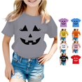 thumbnail image 1 of Byoo Toddler Girl's Fun T‑Shirt Halloween Pumpkin Jack‑O‑Lantern Graphic Short‑Sleeve Tees Summer Shirts, 1 of 5