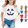 thumbnail image 1 of Byoo Toddler Girl's Fun T‑Shirt Halloween Pumpkin Jack‑O‑Lantern Graphic Short‑Sleeve Tees Summer Shirts, 1 of 5