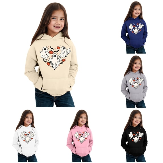 Byoo Toddler Girl's Graphic Hoodie Long Sleeve Hoodies Halloween Daily Hooded Sweatshirt for Kids,Light Yellow