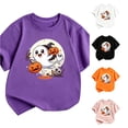 thumbnail image 1 of Byoo Toddler Girl's Halloween Crew‑Neck T‑Shirt Moon Ghost And Pumpkin Graphic Print Fall Tee Shirt, 1 of 4