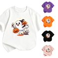 thumbnail image 1 of Byoo Toddler Girl's Halloween Moon‑Ghost Pumpkin‑Skull T‑Shirt Short‑Sleeve Prints Tees Fall Kid Tops, 1 of 4