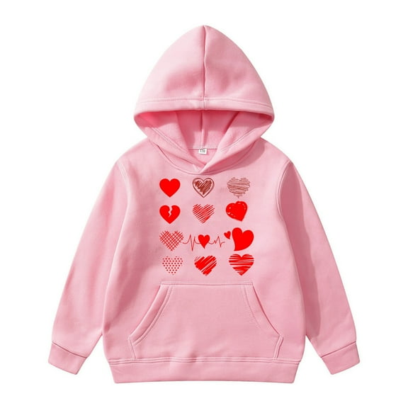 Byoo Toddler Girl's Hoodie Cute Bow Printing Long Sleeved Kids Hoody Pullovers Top Relaxed Fit Soft Hooded Sweatshirt