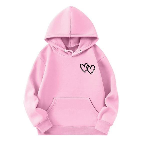 Byoo Toddler Girl's Hoodie Heart Graphic Long Sleeve Drawstring Kangaroo Pocket Pullovers Hoody Sweatshirt Kids Soft Cute Top Clothes