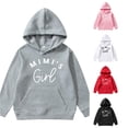 thumbnail image 1 of Byoo Toddler Girl's Printed Hoodie Long Sleeve Letter Graphic Hooded Sweatshirts Casual Sporty Pullover Top,Grey, 1 of 4
