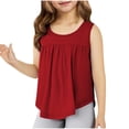 thumbnail image 1 of Byoo Toddler Girl's Solid Color Loose Tank Tops Sleeveless Crew Neck Ruched T Shirts Soft Comfy Casual Basic Daily Pullover Tank Tees, 1 of 6