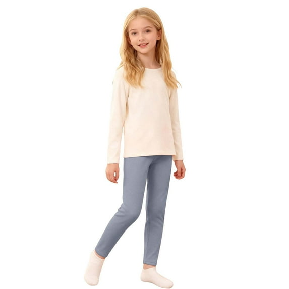 Byoo Toddler Girl's Solid Leggings Lightweight Elastic Waist High Rise Tights Trousers Kids Soft Daily Pull-On Tights Pants,Grey