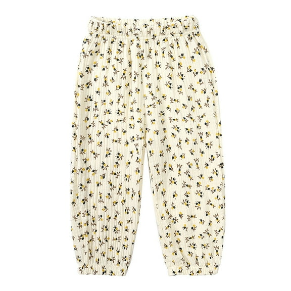 Byoo Toddler Girls Bloomers Soft Elastic High Waist Linen Harem Pants for Child Relaxed Husky Trousers