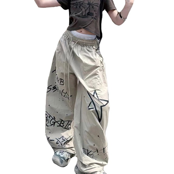 Byoo Toddler Girls Cargo Pants Streetwear High Waisted Elastic Smocked Waist Loose Fit Trousers with Pockets