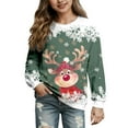 thumbnail image 1 of Byoo Toddler Girls Christmas Sweatshirt Reindeer Print Full Sleeve Round Neck Pullover Sweatshirt Xmas Winter Clothes, 1 of 4