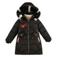 thumbnail image 1 of Byoo Toddler Girls Down Padded Coat Solid Mid Length Zip Up Hooded Jacket with Pocket Winter Warm Outerwear Kids Clothes, 1 of 5