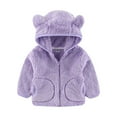thumbnail image 1 of Byoo Toddler Girls Flannel Jacket Solid Soft Zip Up Hoodie Coat with Pocket Outerwear Cozy Warm Sport Coat, 1 of 3