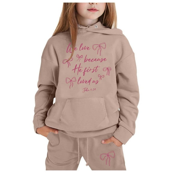 Byoo Toddler Girls Outfits Letter Print Long Sleeve Pullover Hoodies Shirt Sweatpants Sets Sport 2pc Outfits