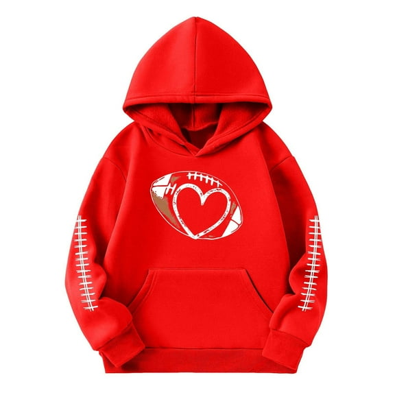 Byoo Toddler Girls Football Hoodie Long Sleeve Soft Hooded Sweatshirt Casual Pullover Top