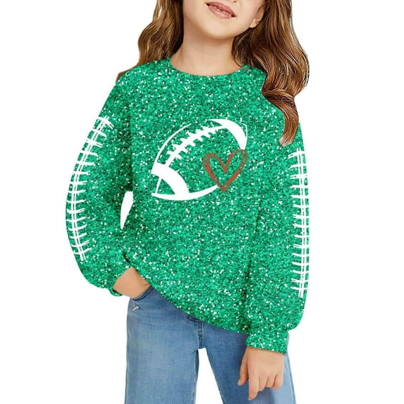 Byoo Toddler Girls Football Sweatshirt Long Sleeved Pullover Top Active Casual Sweatshirt